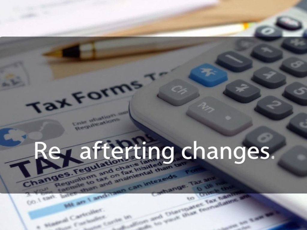 Calculator și formulare fiscale pe un birou din lemn.