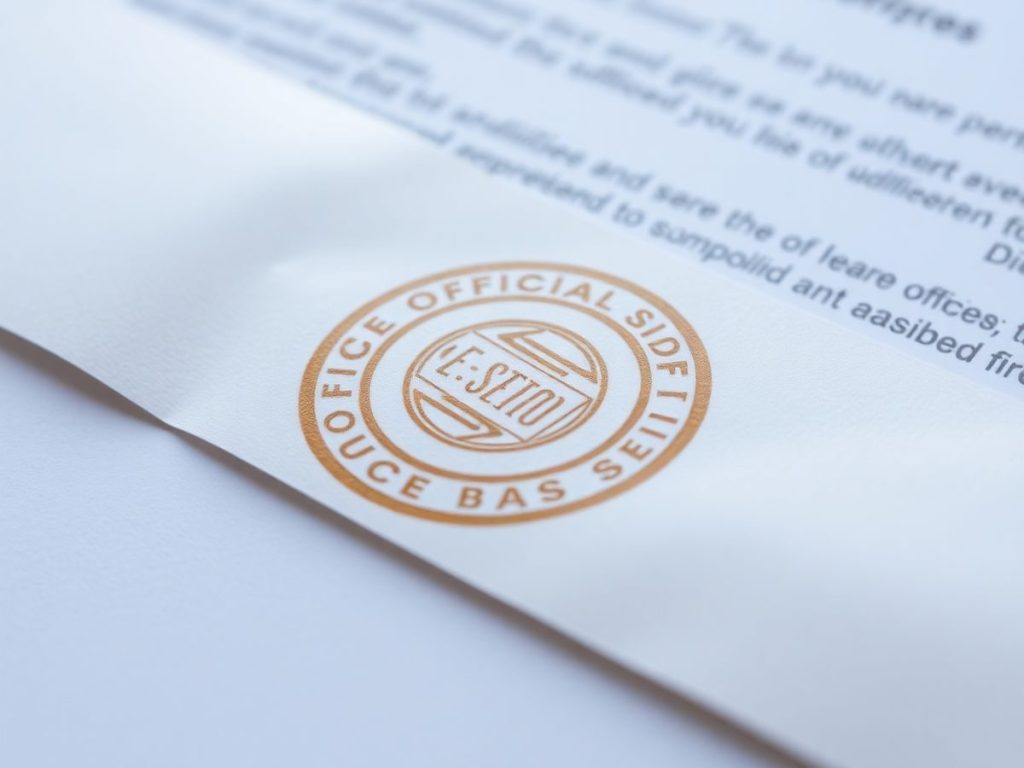 Document de notificare cu sigiliu.